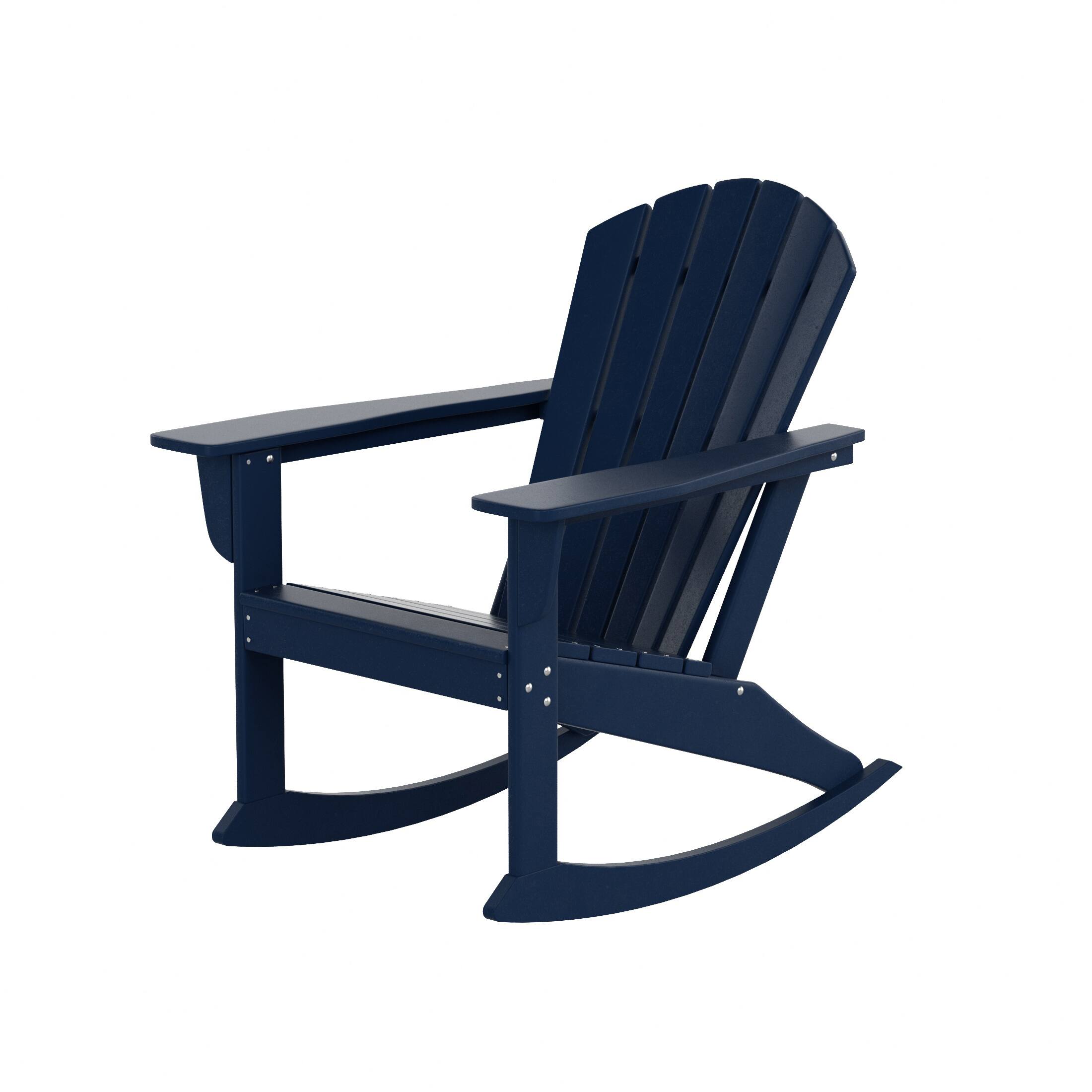 Alt View 3. WestinTrends - WestinTrends Dylan Outdoor Patio Poly Plastic Adirondack Rocking Chair - Navy Blue.