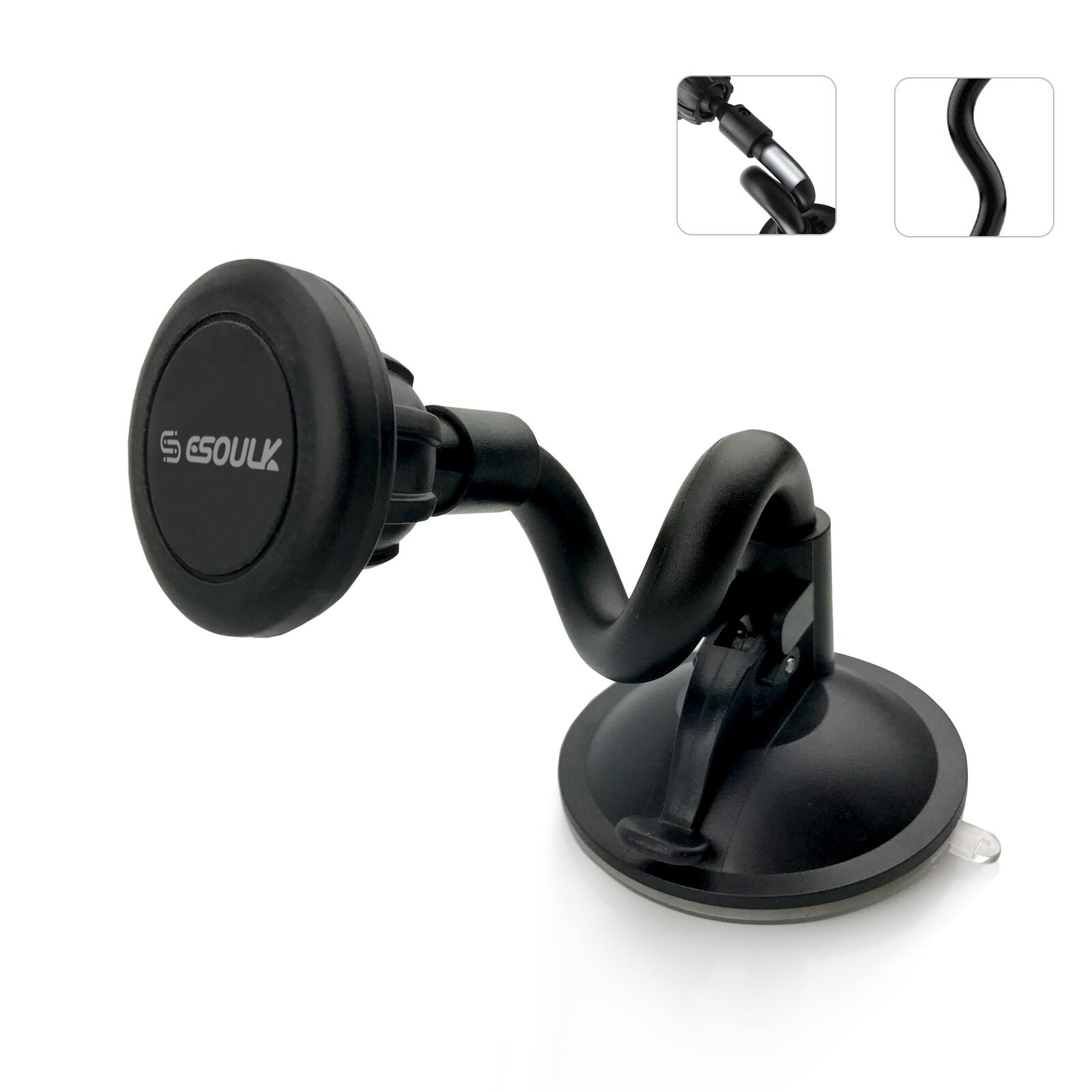 Alt View 1. Esoulk - Universal Long Neck Car Dashboard Magnetic Phone Holder Mount - Black.