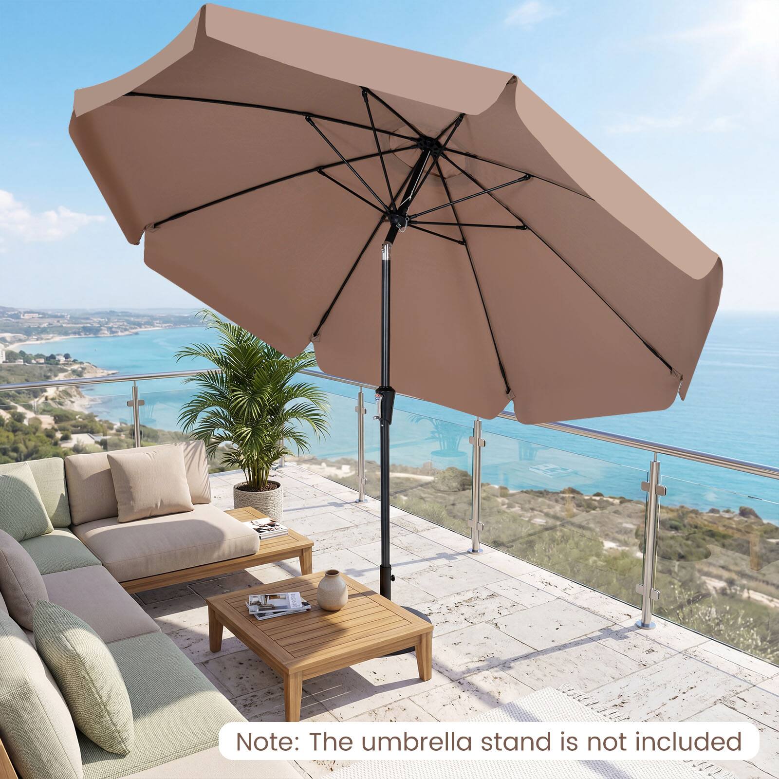 Note: The umbrella stand is not included
