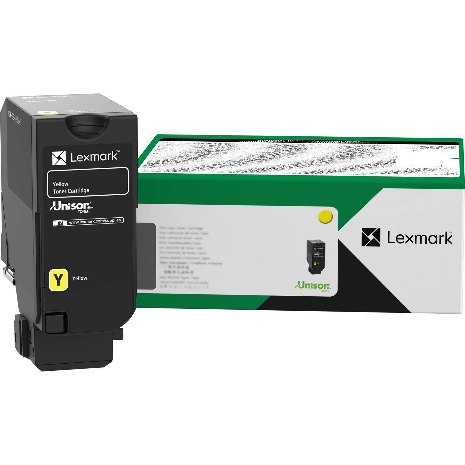 Lexmark Yellow Toner Cartridge  
Unison TONER  
www.lexmark.com/supplies  

Lexmark  
Yellow Toner Cartridge  
Unison TONER  

Y Yellow