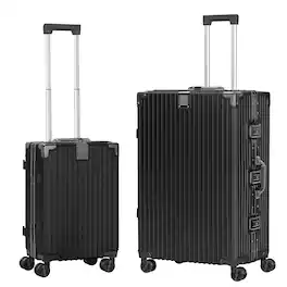 Oumilen - 2 Piece Aluminum Frame Luggage Set – 20" Carry On + 28" Checked, Spinner Wheels with TSA Lock - Black