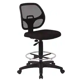 FurniFact - Drafting Chair – Tall Office Chair With 20-Inch Foot Rest - Black