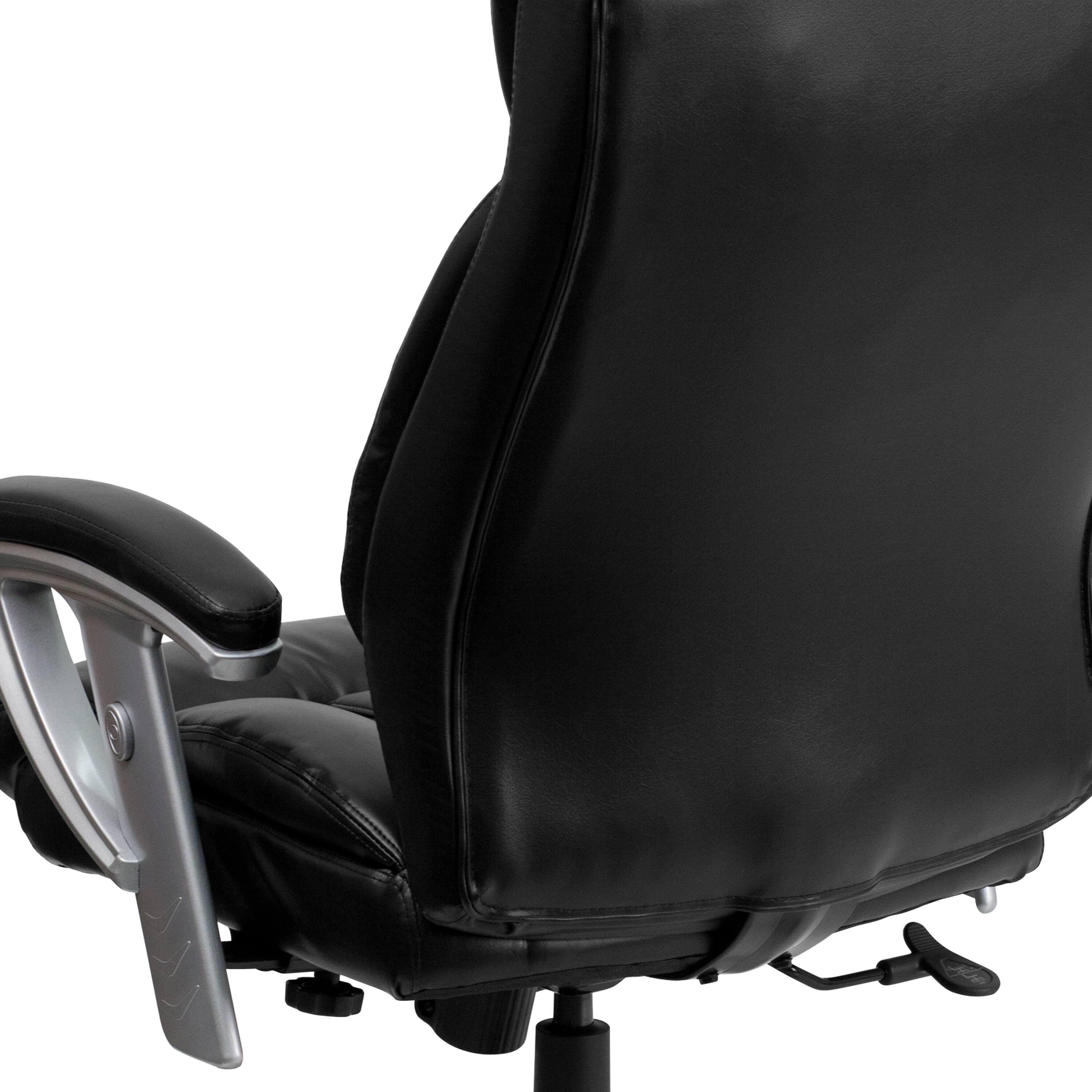 Alt View 9. Emma + Oliver - 400 lb. Big & Tall High Back Ergonomic Office Chair, Silver Adjustable Arms - Black LeatherSoft.