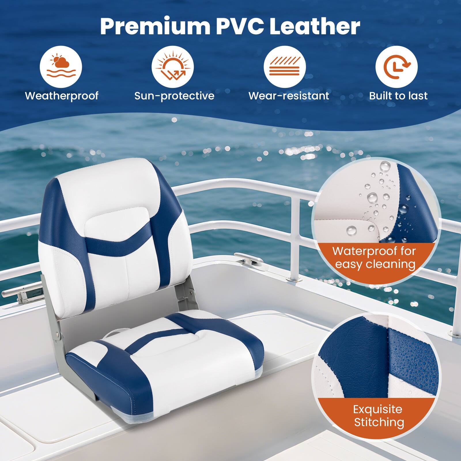 Premium PVC Leather

- Weatherproof
- Sun-protective
- Wear-resistant
- Built to last
- Waterproof for easy cleaning
- Exquisite Stitching