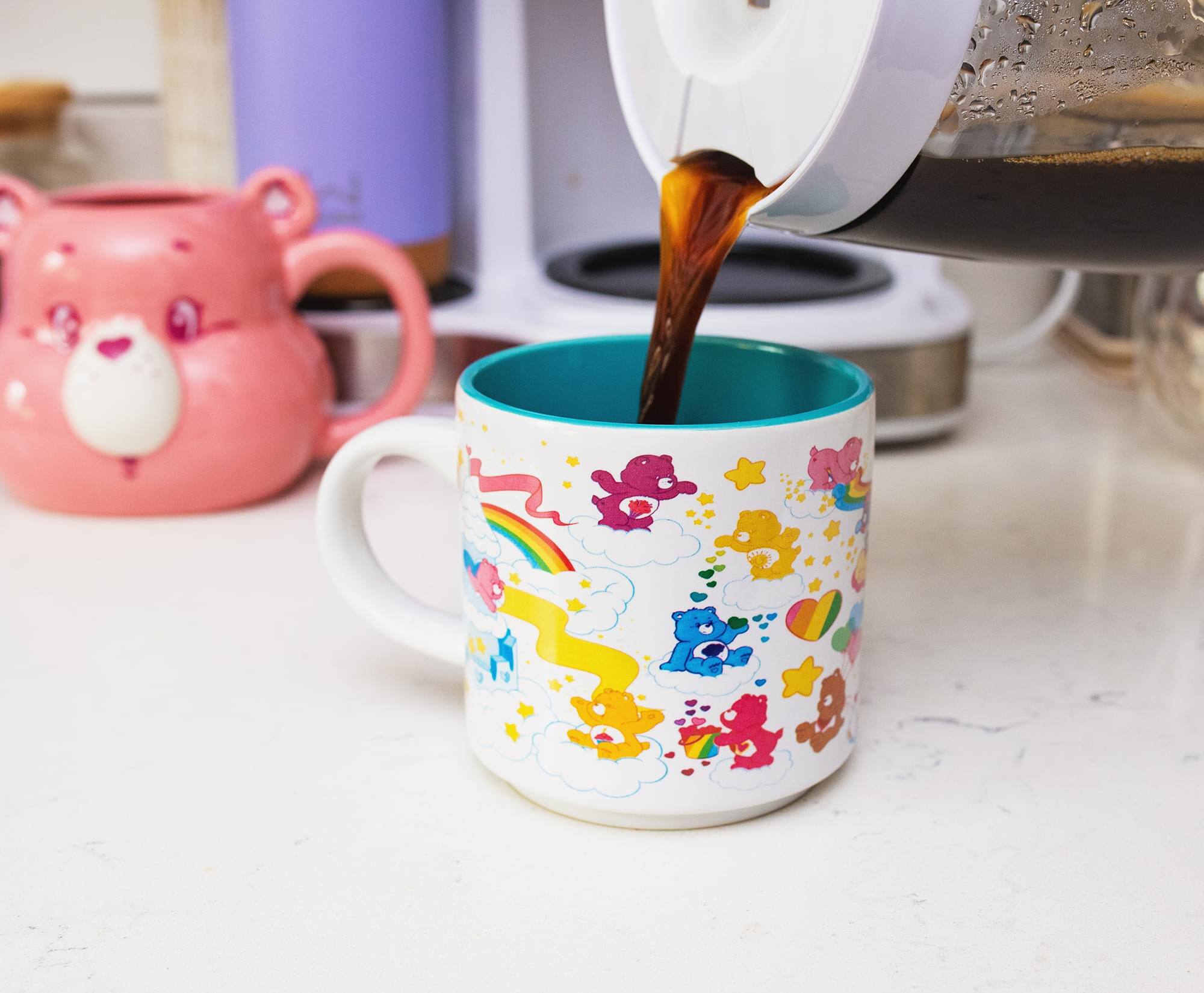 Alt View 4. Care Bears - Care Bears "Care-A-Lot"  Allover Icons Ceramic Coffee Mug | Holds 13 Ounces - Blue.