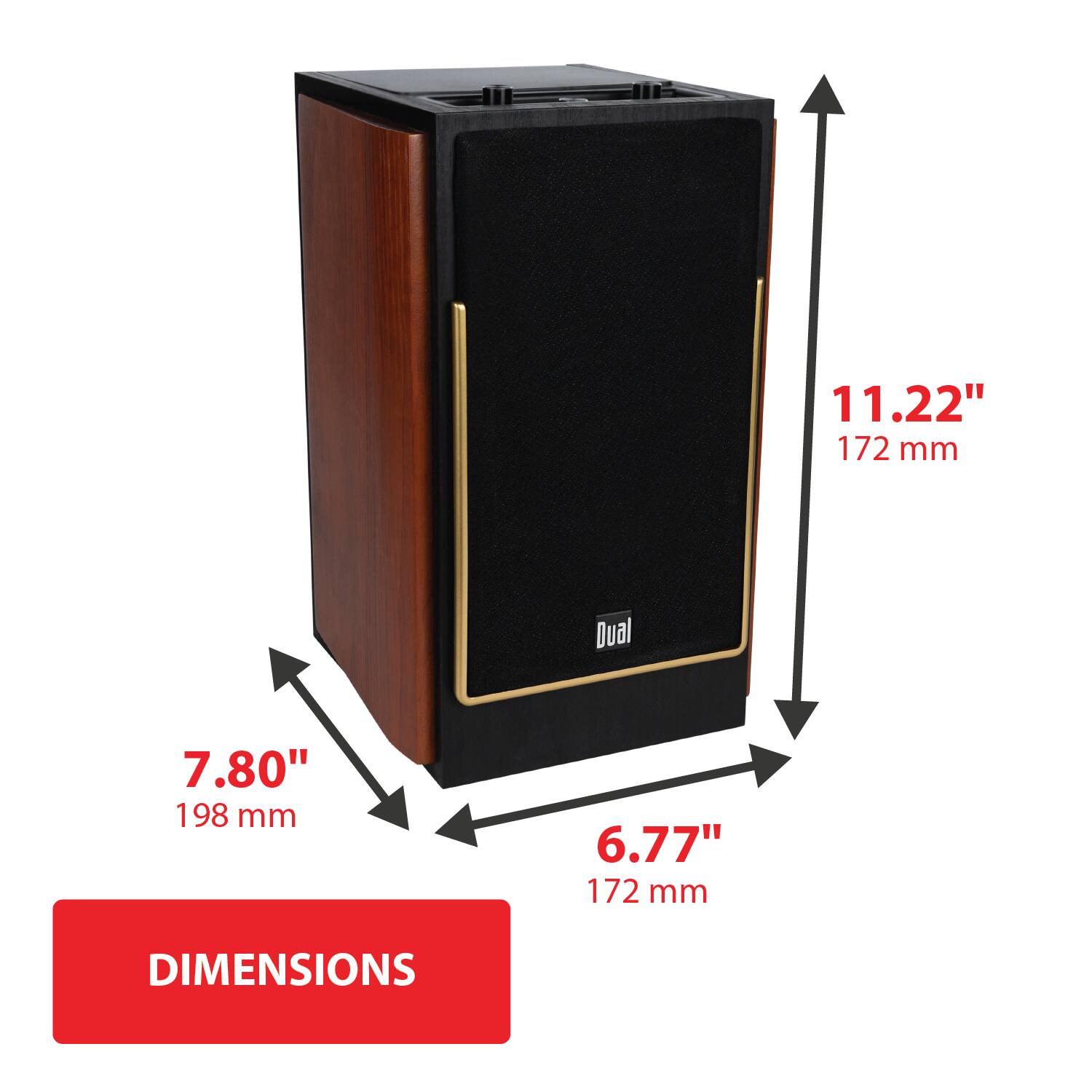 11.22" 172 mm  
7.80" 198 mm  
6.77" 172 mm  
DIMENSIONS