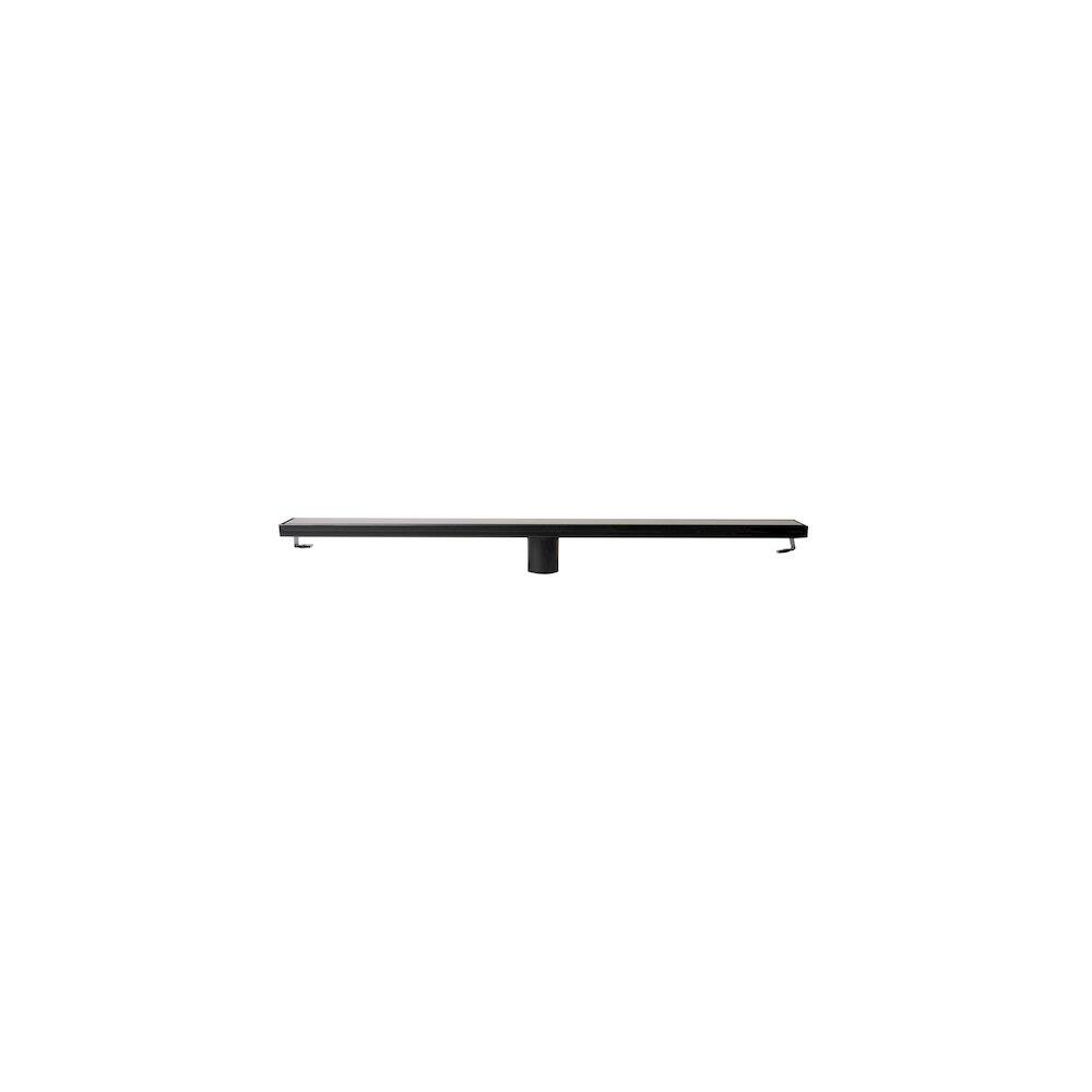 Back. Alfi - 32" Black Matte Stainless Steel Linear Shower Drain with Solid Cover - Black.
