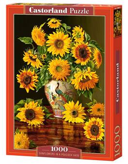 Castorland - 1000 Piece Jigsaw Puzzle, Sunflowers in a Peacock Vase, Christopher Pierce, Flower and plants, C-103843-2 - Red