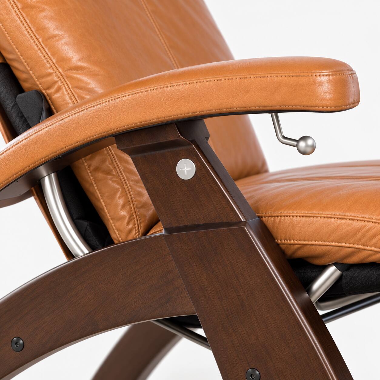 Alt View 2. Human Touch - Human Touch Perfect Chair PC-420 Classic Manual Plus Zero Gravity Recliner with Solid Wood Base - Dark Walnut / Saddle Premium Leather / Performance.