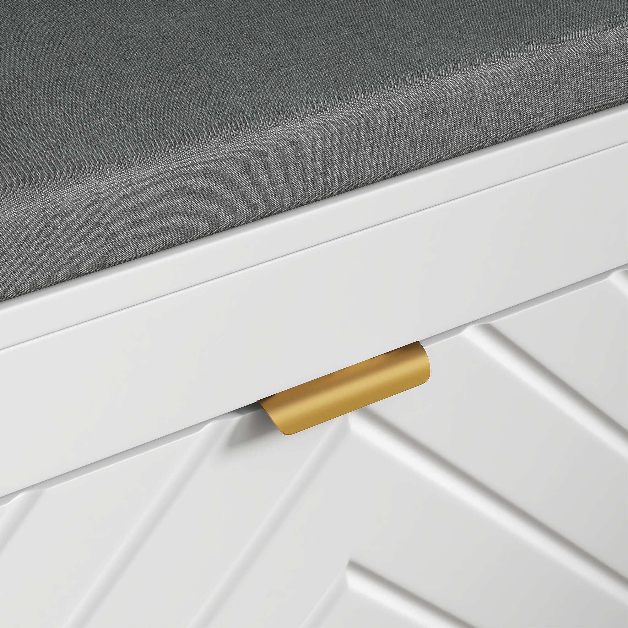 Alt View 7. Homcom - Shoe Bench, Entryway Bench with 2 Flip Drawers, Seating Cushion, and 2 Vents for 8 Pairs of Shoes for Hallway - White.