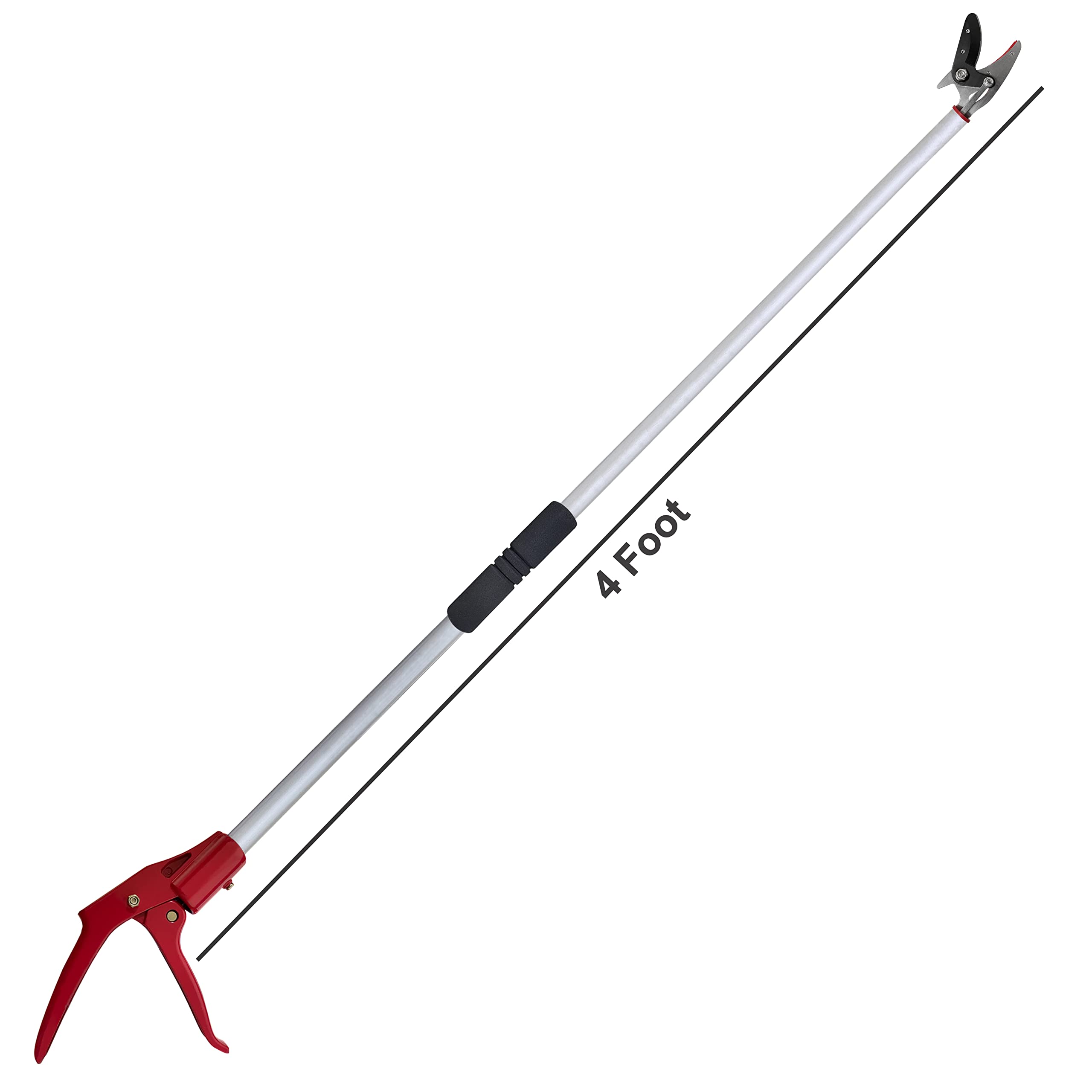 Left. JETRANSPORT - Tree Trimmer  4 Foot Pole Pruner Long Reach Pruning Shears Cut And Hold Garden Clippers Aluminum Lightweight H - Default.