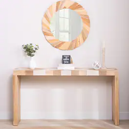 GOODSILO - Modern Chevron Pattern Console Table with Geometric Design for Entryway Living Room or Office - Multi