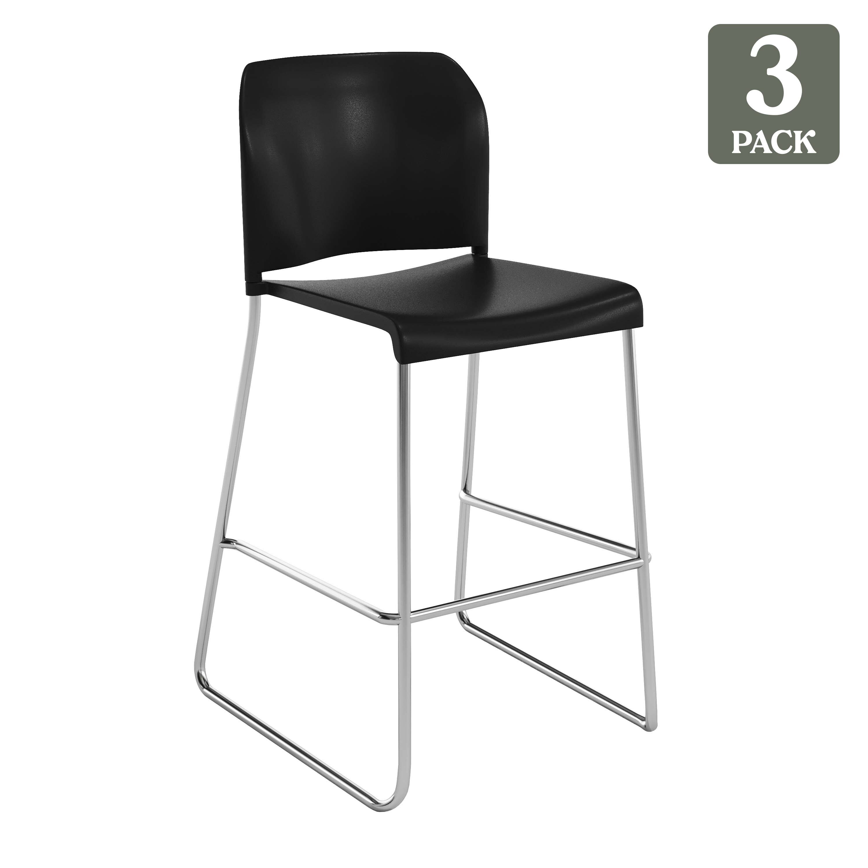 Emma + Oliver Calliope Set of 3 Stackable Office Reception Barstools ...