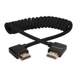 Kondor Blue - 12-24" Right-Angle HDMI Braided Coiled Cable, Raven Black