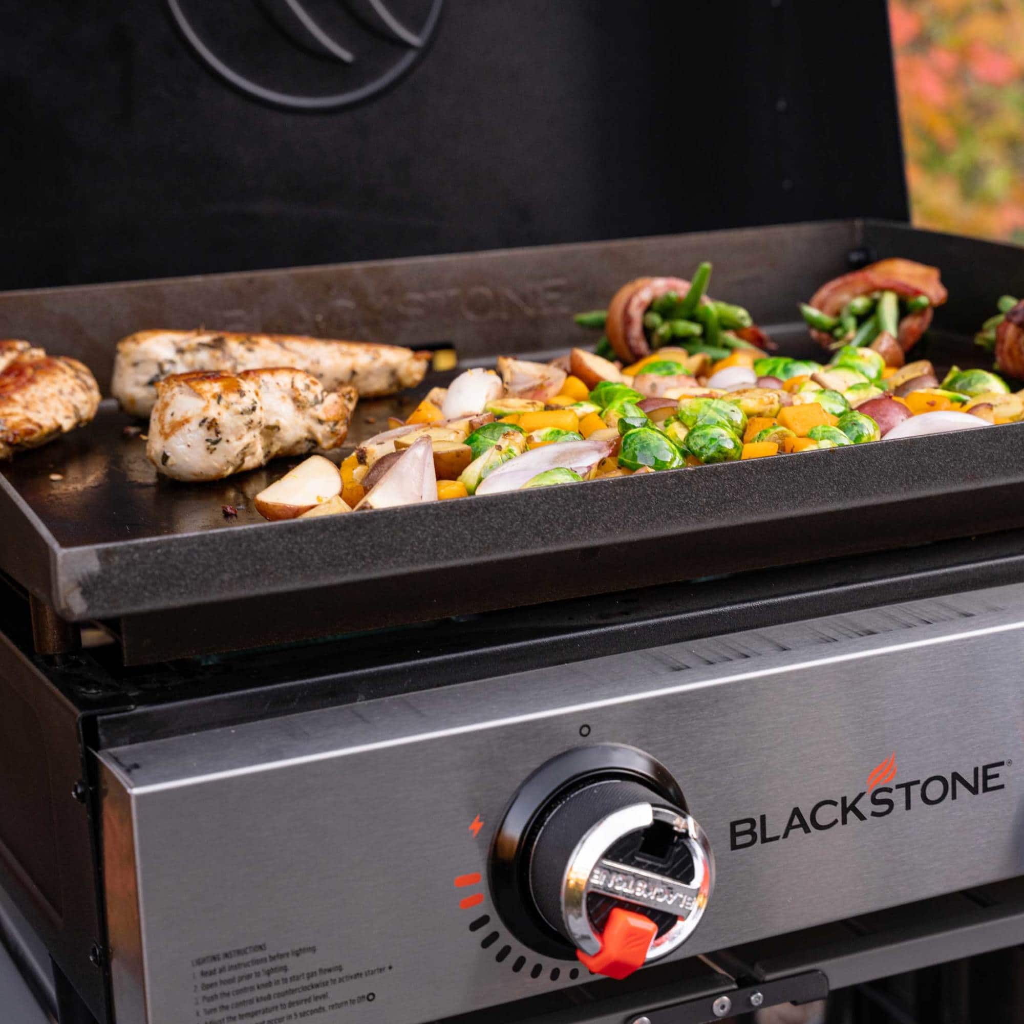 Alt View 14. Blackstone - Original 22-in. Countertop Outdoor Griddle with Hood and Omnivore Plate - Black.