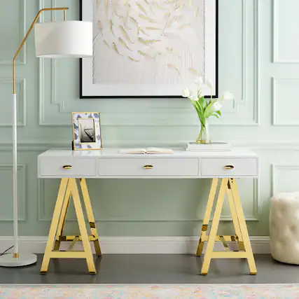Front. Modway - Jettison Office Desk by Modway - Gold White.