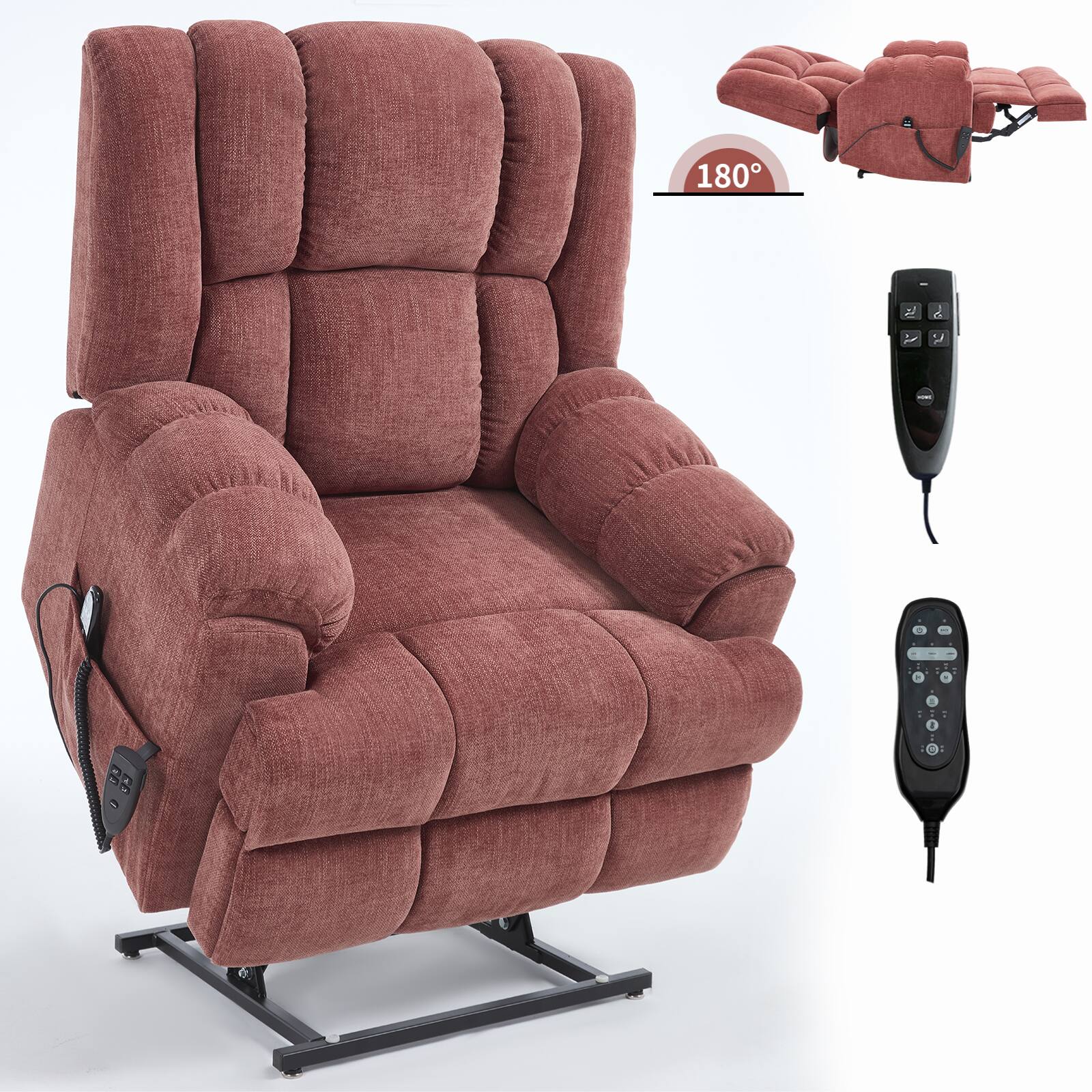 Alt View 5. GOODSILO - Electric Power Lift Recliner Chair with Dual Motor, Massage & Heat, Infinite Position, Heavy Duty, Up to 350 LBS - Red.