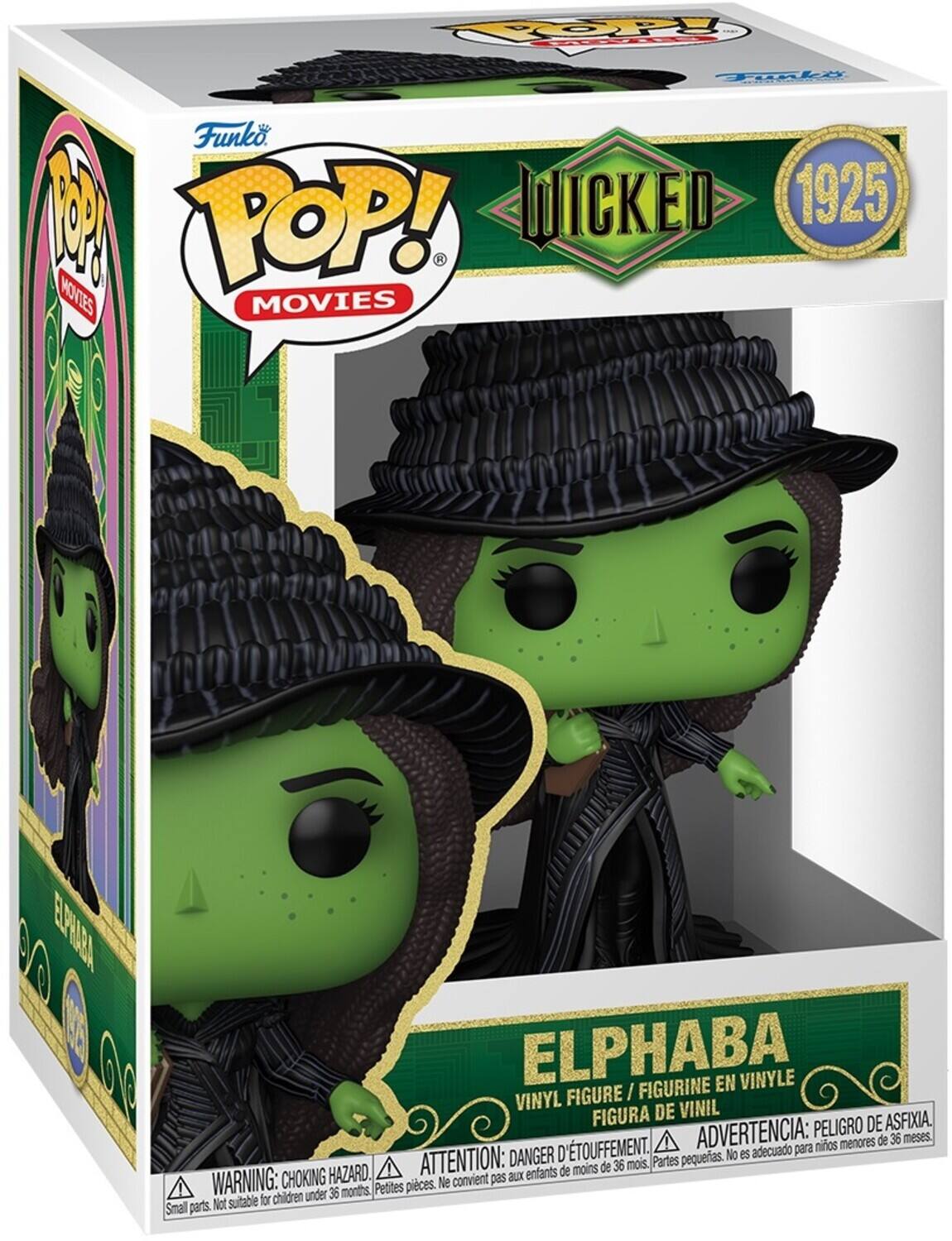 Funko POP! Movies  
Wicked 1925  
Elphaba  
Vinyl Figure / Figurine en Vinyle / Figura de Vinil  

Warning: Choking Hazard. Small parts. Not suitable for children under 36 months.  
Advertencia: Peligro de asfixia. No es adecuado para niños menores de 36 meses.  
Attention: Danger d'étouffement. Ne convient pas aux enfants de moins de 36 mois.