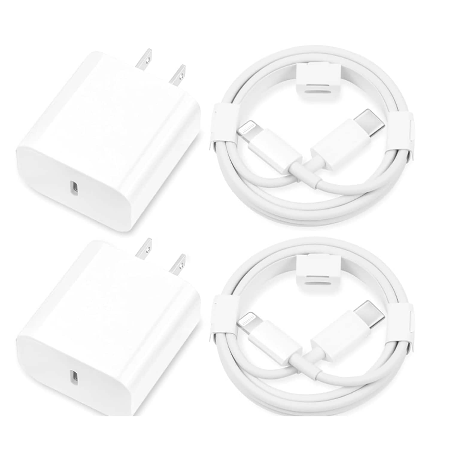 MOSZAR LLC - iPhone Fast Charger 2-Pack, 20W USB-C PD with 6FT MFi Lightning Cable – for iPhone/iPad - White