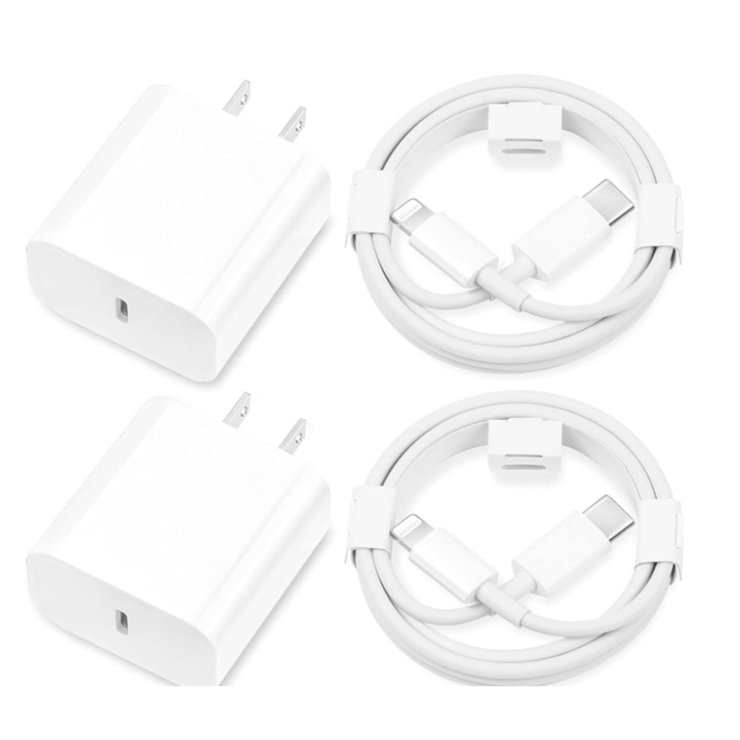 Front. MOSZAR LLC - iPhone Fast Charger 2-Pack, 20W USB-C PD with 6FT MFi Lightning Cable – for iPhone/iPad - White.