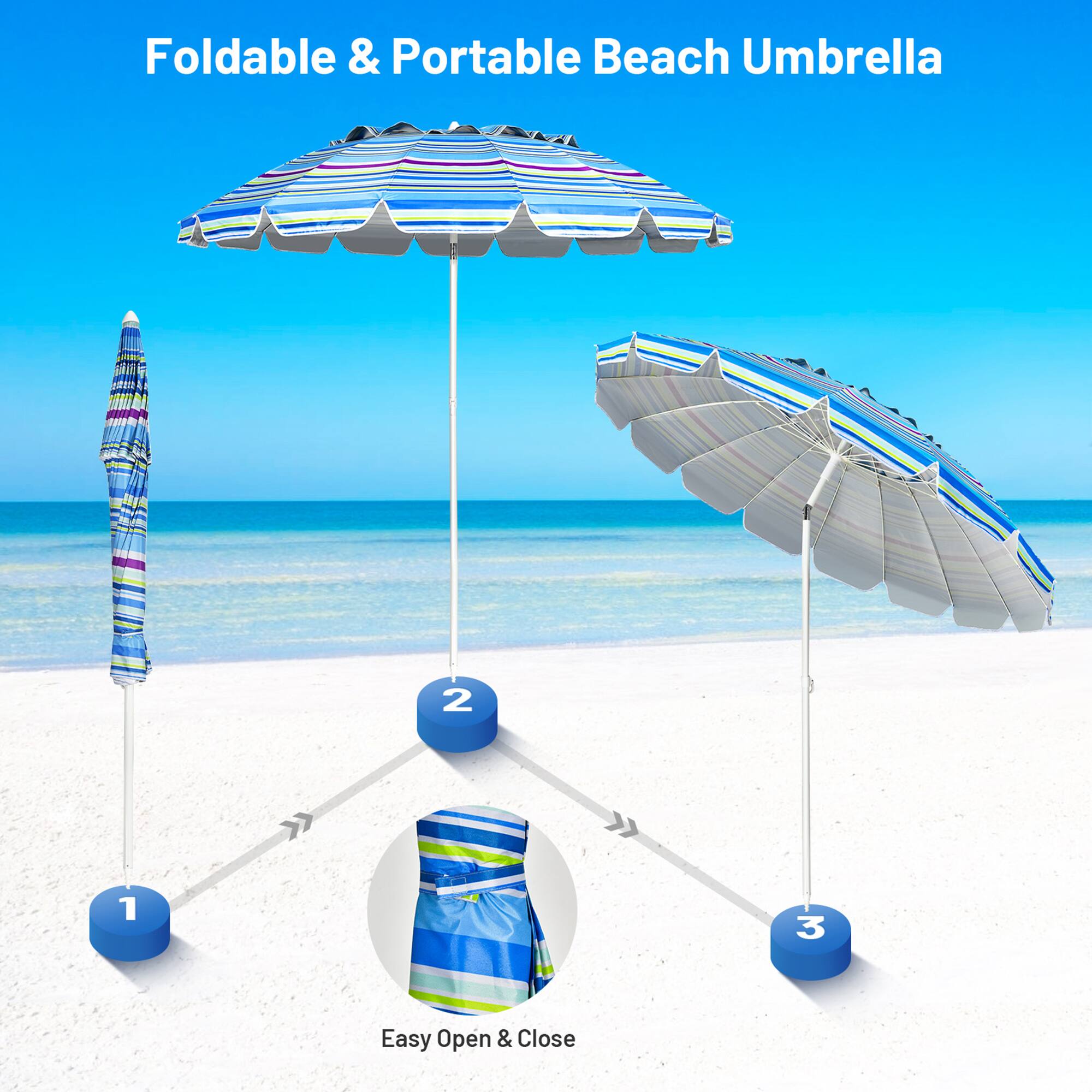 Foldable & Portable Beach Umbrella

1. Easy Open & Close
2. 
3.