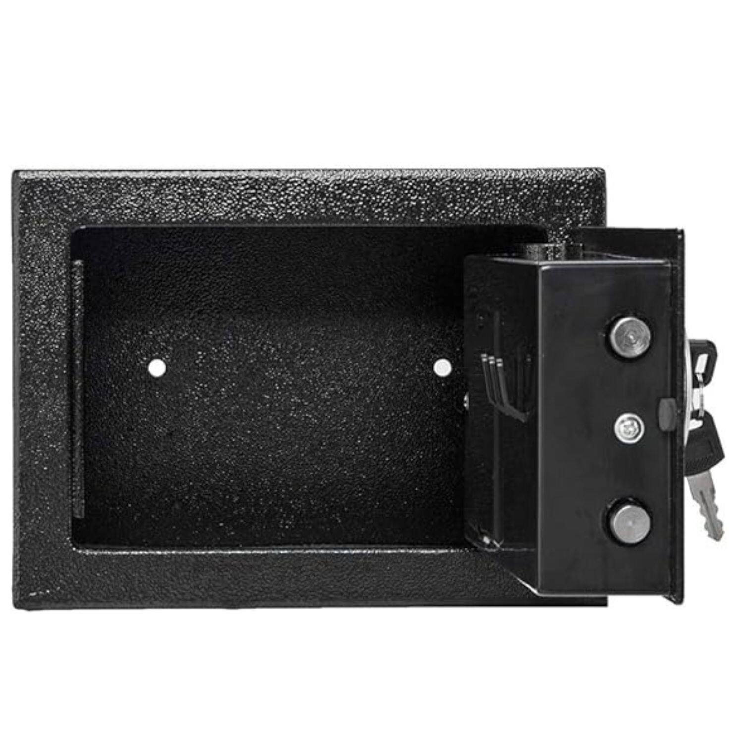 Back. Stock Preferred - 17E Digital Electronic Safe Box with Password Keypad - Black Body with Silver Gray Keypad Panel.