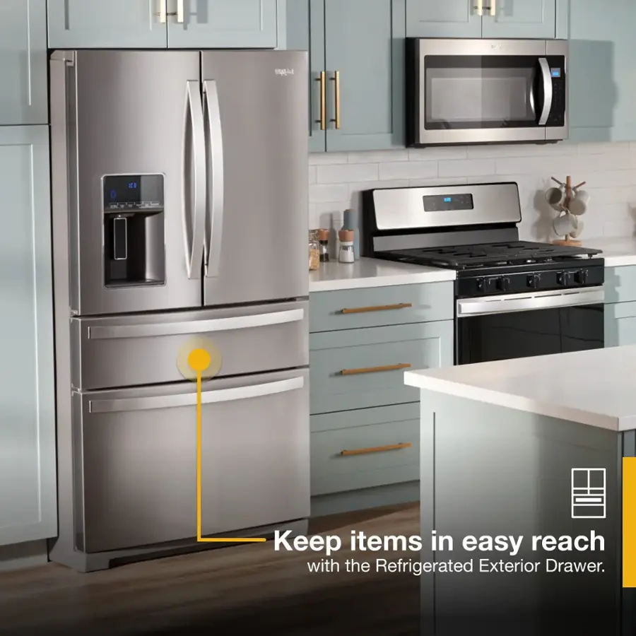 Keep items in easy reach with the Refrigerated Exterior Drawer.