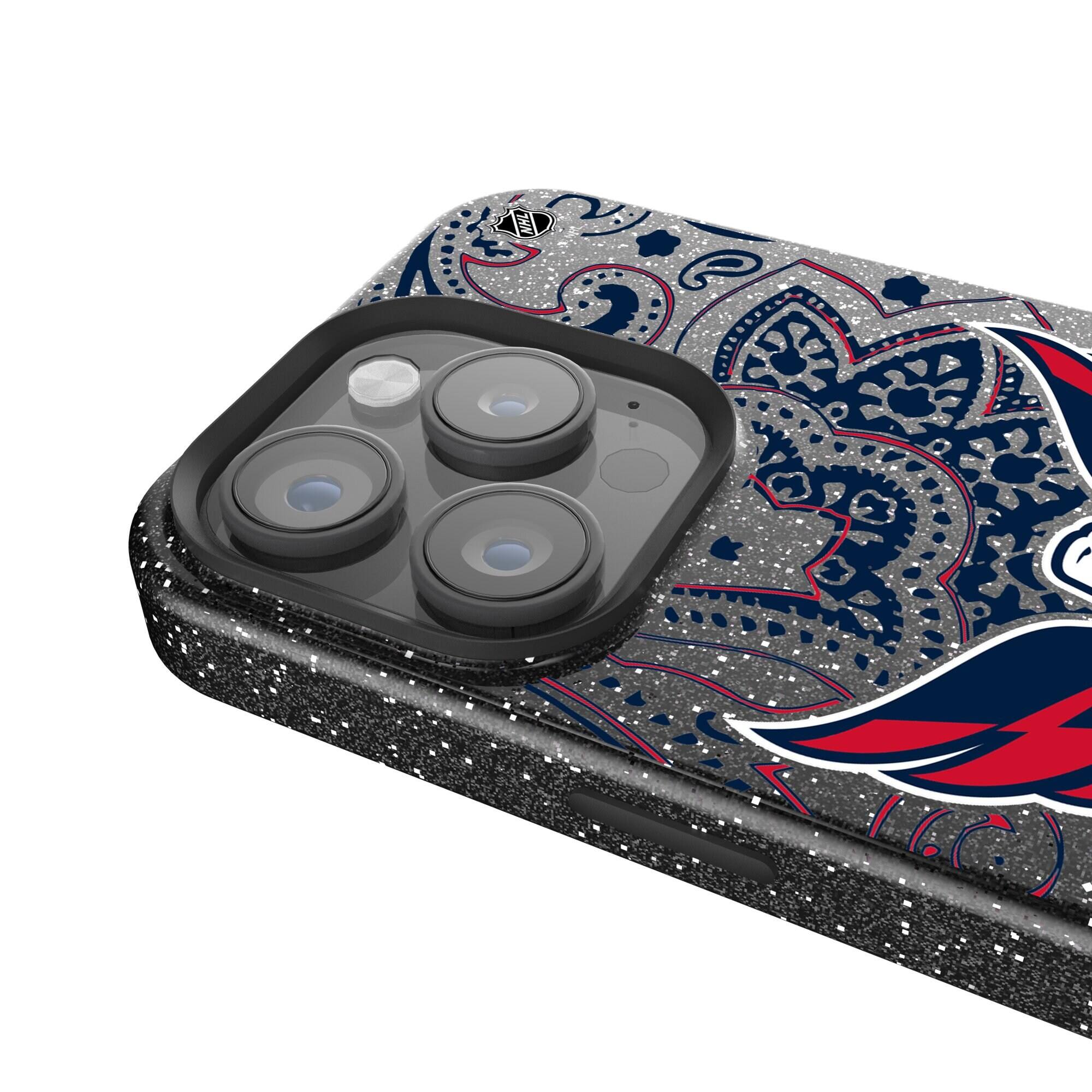 Alt View 3. Keyscaper - Black Washington Capitals Paisley Bling iPhone Case - 15 Plus - Black.