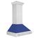 Angle. ZLINE - ZLINE 30 in. Ducted Satin Stainless Steel Wall Mount Range Hood with Blue Matte Shell - Silver.