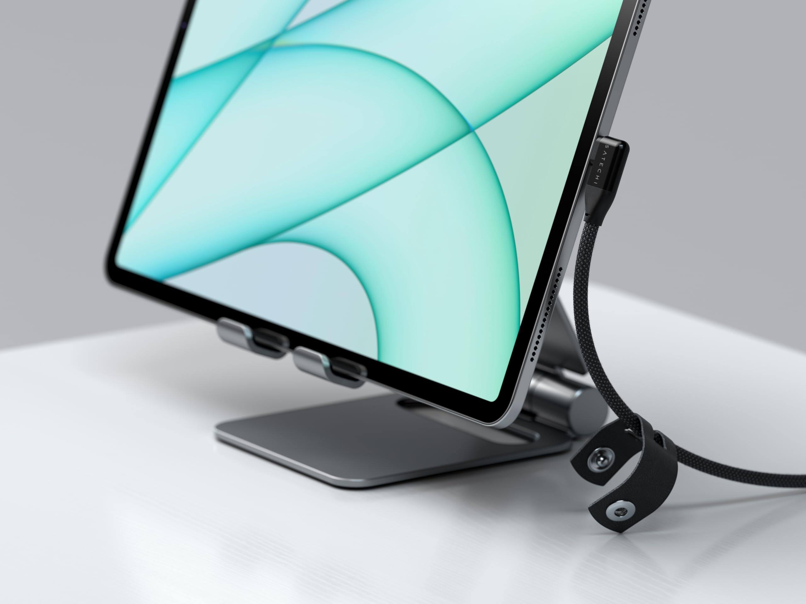 Alt View 1. Satechi - Right Angle USB-C to USB-C Cable - 240W PD, 20Gbps, 4K/60Hz, 1m/3.3ft Braided for MacBook & iPad - Black.