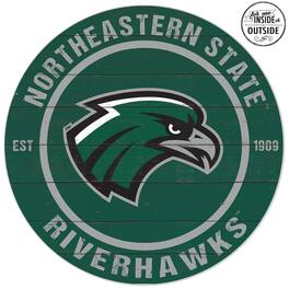 Jardine - Northeastern State Riverhawks 20'' x 20'' Indoor/Outdoor Weathered Circle Sign - Green