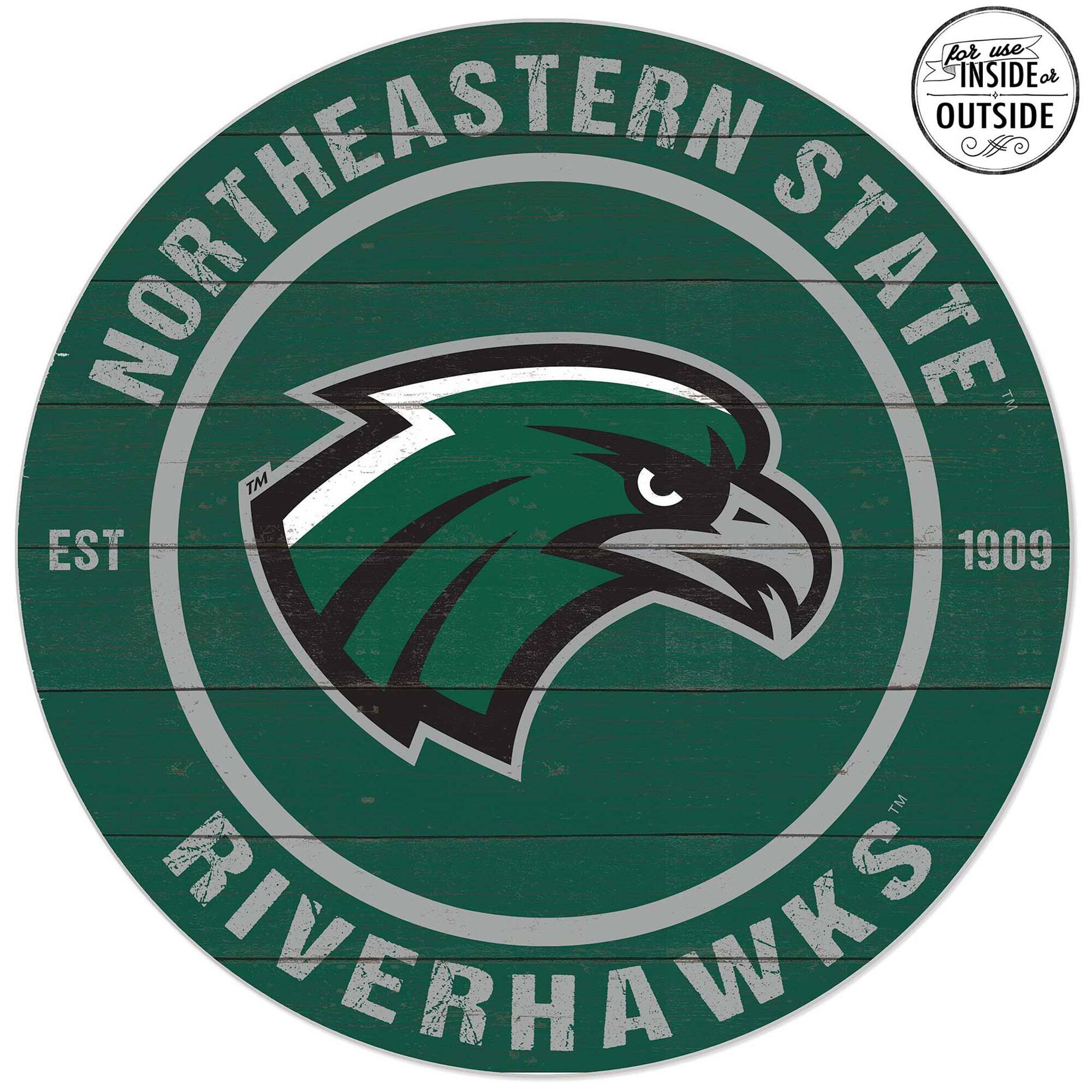 Northeastern State Riverhawks 20'' x 20'' Indoor/Outdoor Weathered Circle Sign
