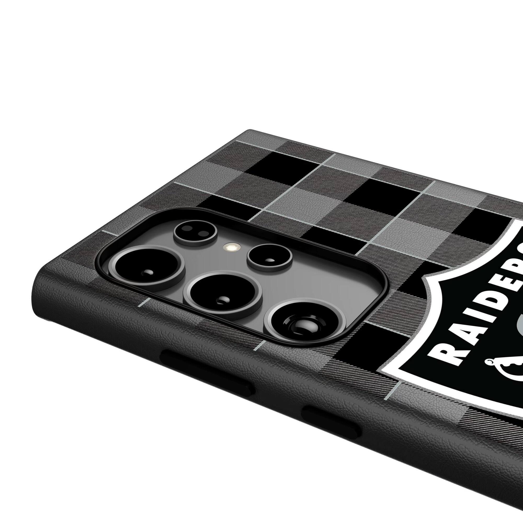 Alt View 2. Keyscaper - Las Vegas Raiders Plaid Galaxy Magnetic Bump Case - S24 Plus - Black.