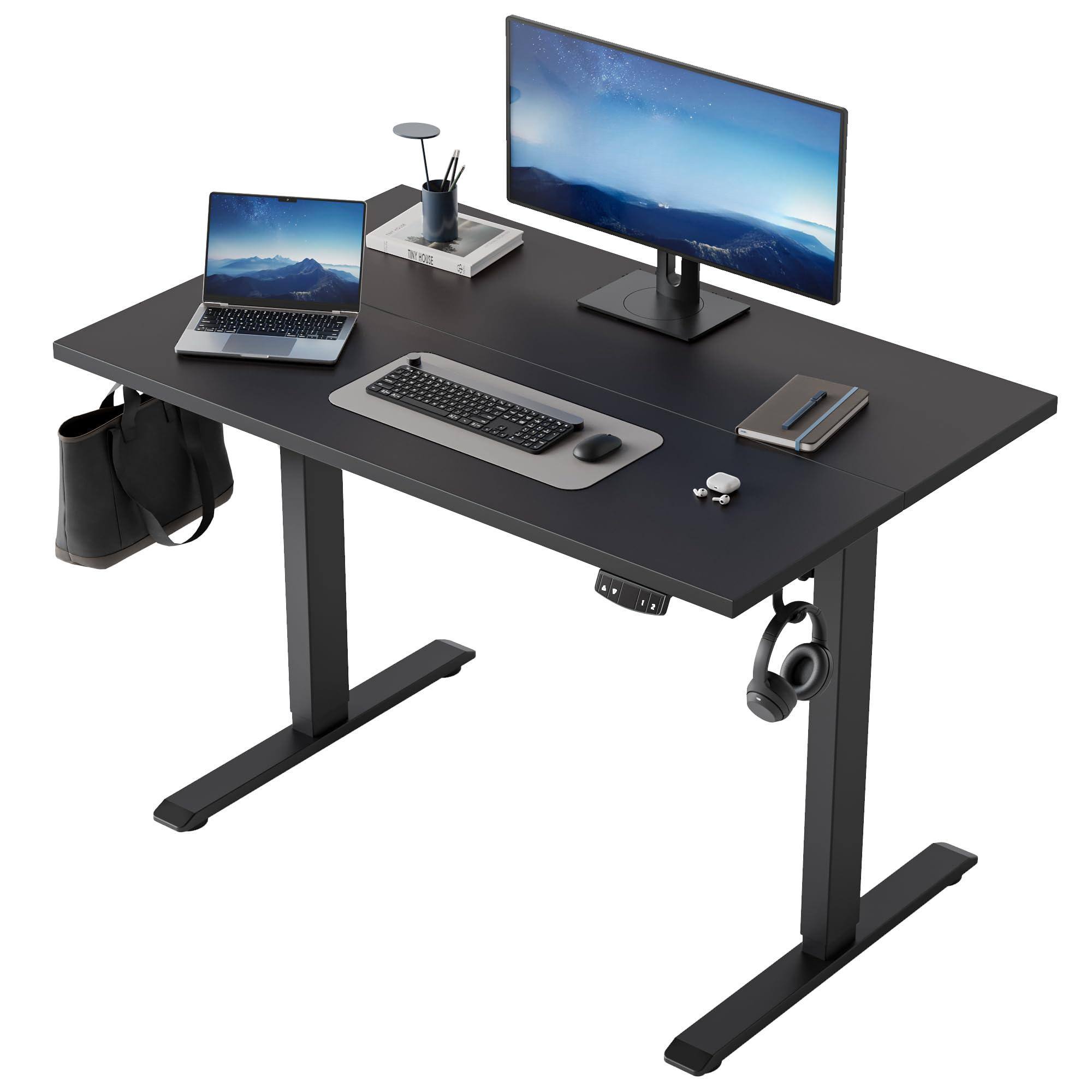 Hirose Alice - nch Large Electric Standing Desk, Height Adjustable Office Desk, Sit Stand Up Computer Gaming Desk with Mem - Black 40 x 24 Inch