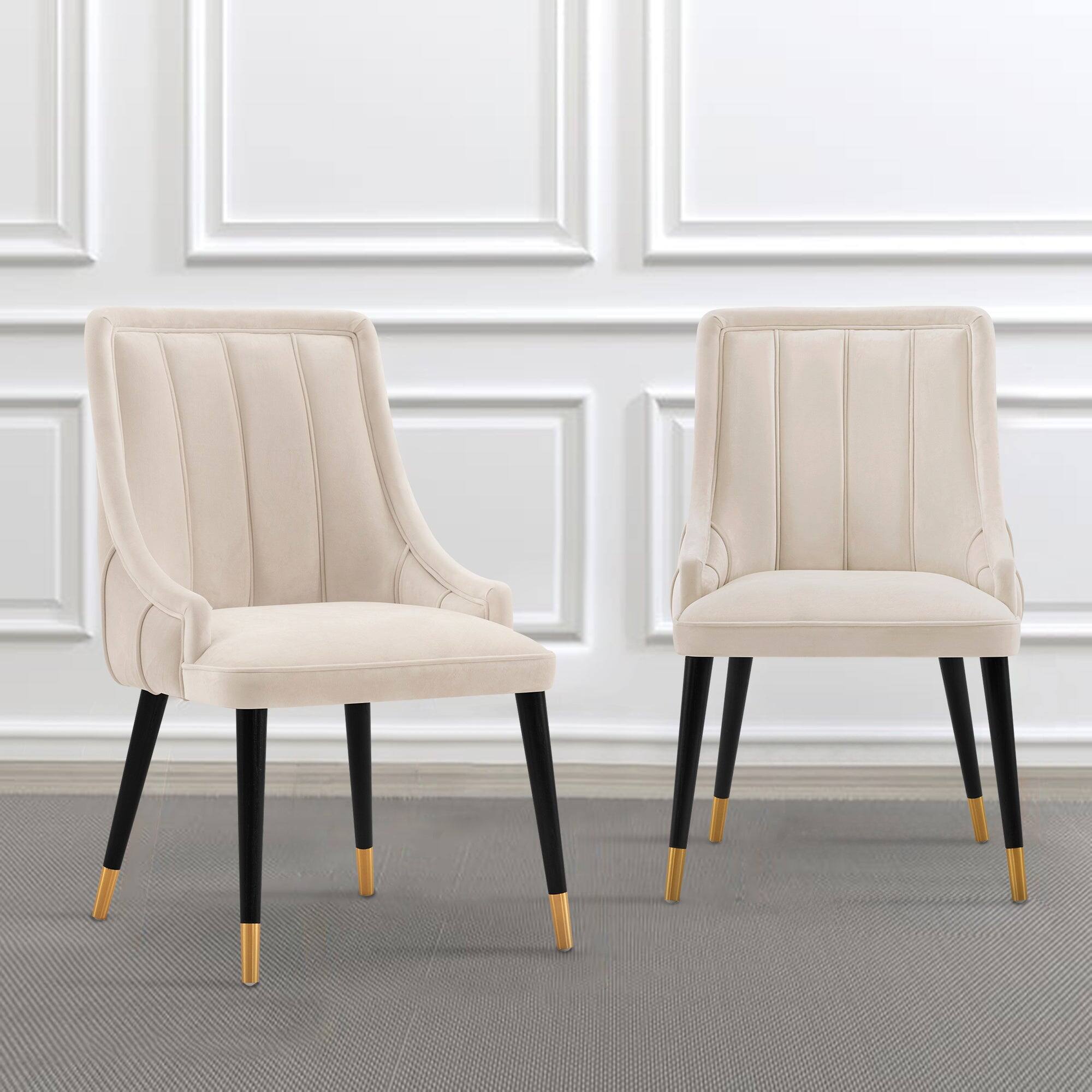 Angle. Manhattan Comfort - Eda Modern Wood Upholstered Dining Chair - Set of 2 - Cream.