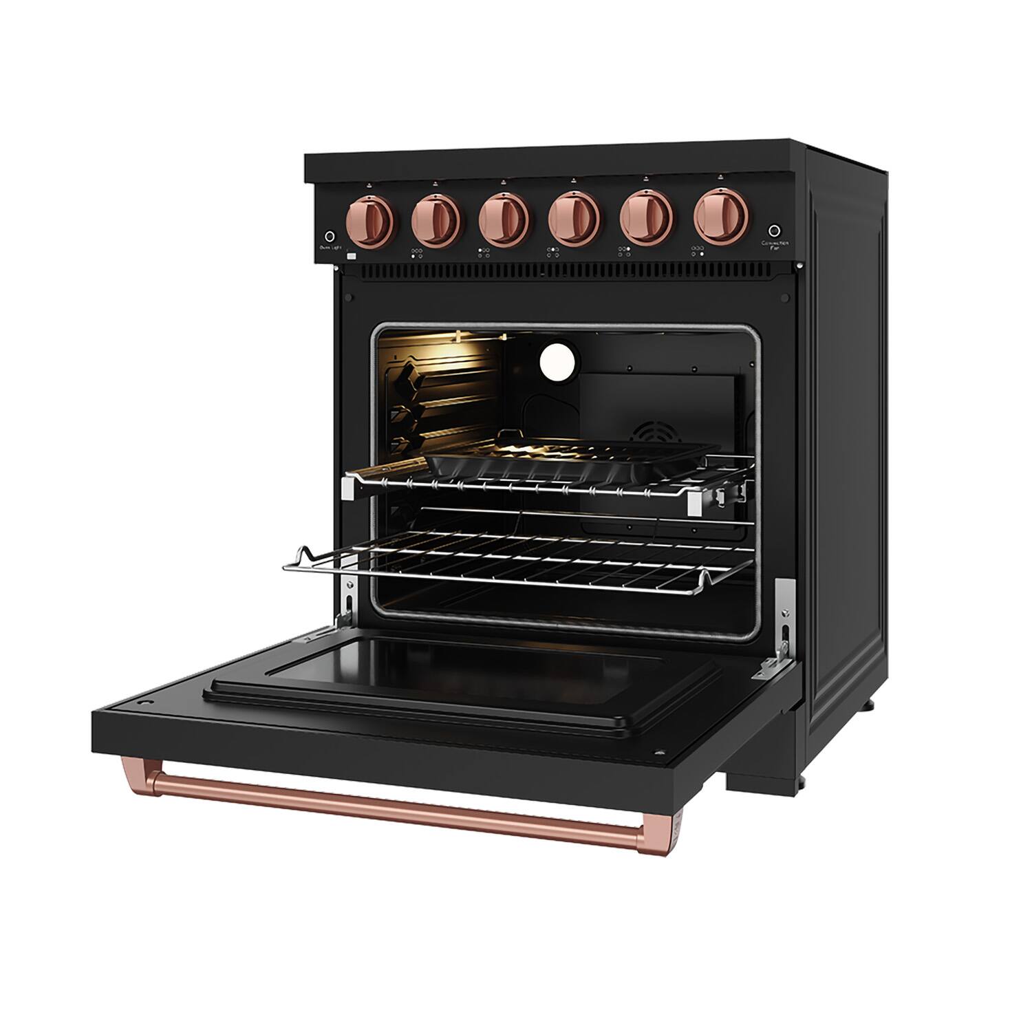 Alt View 2. Thor Kitchen - Gordon Ramsay Series by Thor Kitchen 4.55 Cu. Ft Freestanding Electric Range with Rose Gold Hardware - Matte Black.