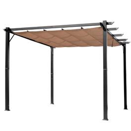 Outsunny - 10' x 13' Aluminum Patio Pergola with Retractable Pergola Canopy, Backyard Shade Shelter for Porch - Charcoal Grey