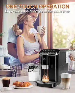 Babevy - Fully Automatic Espresso Machine w/ PID Control, 5 Coffee Options, Touch Display - Black