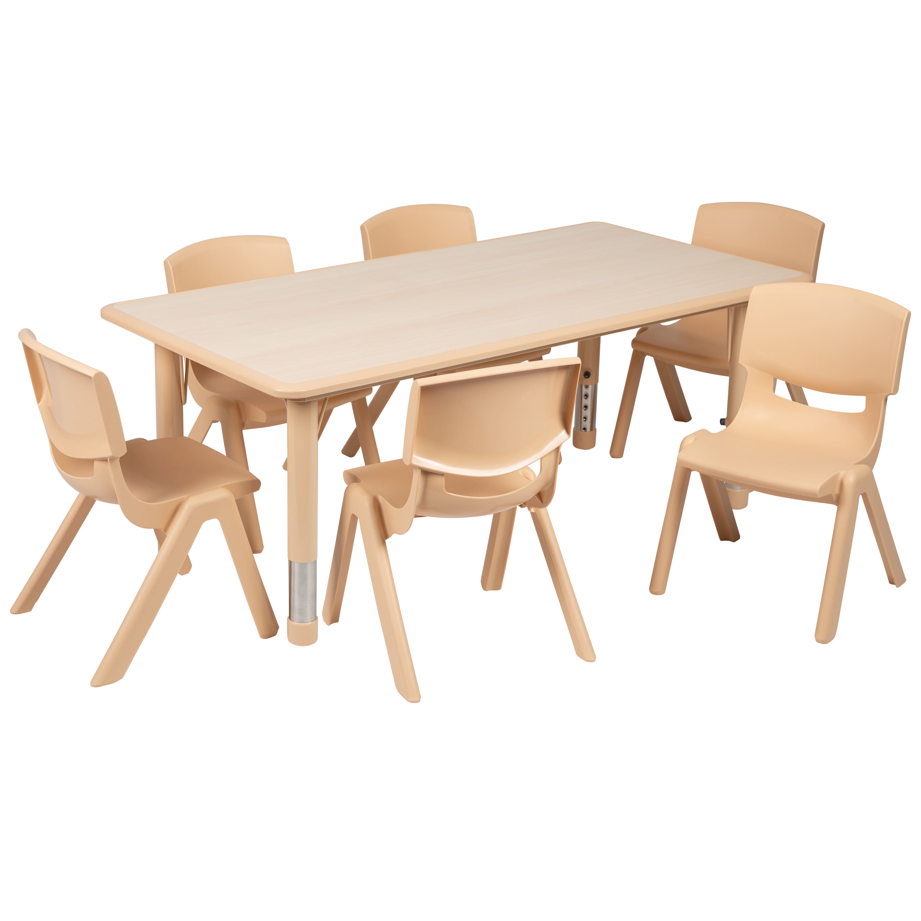"Alamont Home - Emmy 23.625""W x 47.25""L Rectangle Plastic Activity Table Set with 6 Chairs - Natural" price history on PriceWatchPro