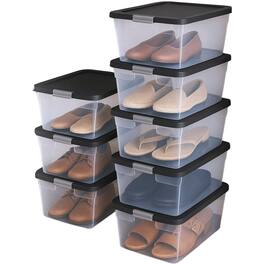 Homz - 15 Qt Stackable Plastic Storage Container w/Snaplock Lid, Gray (8 Pack) - Gray Lid