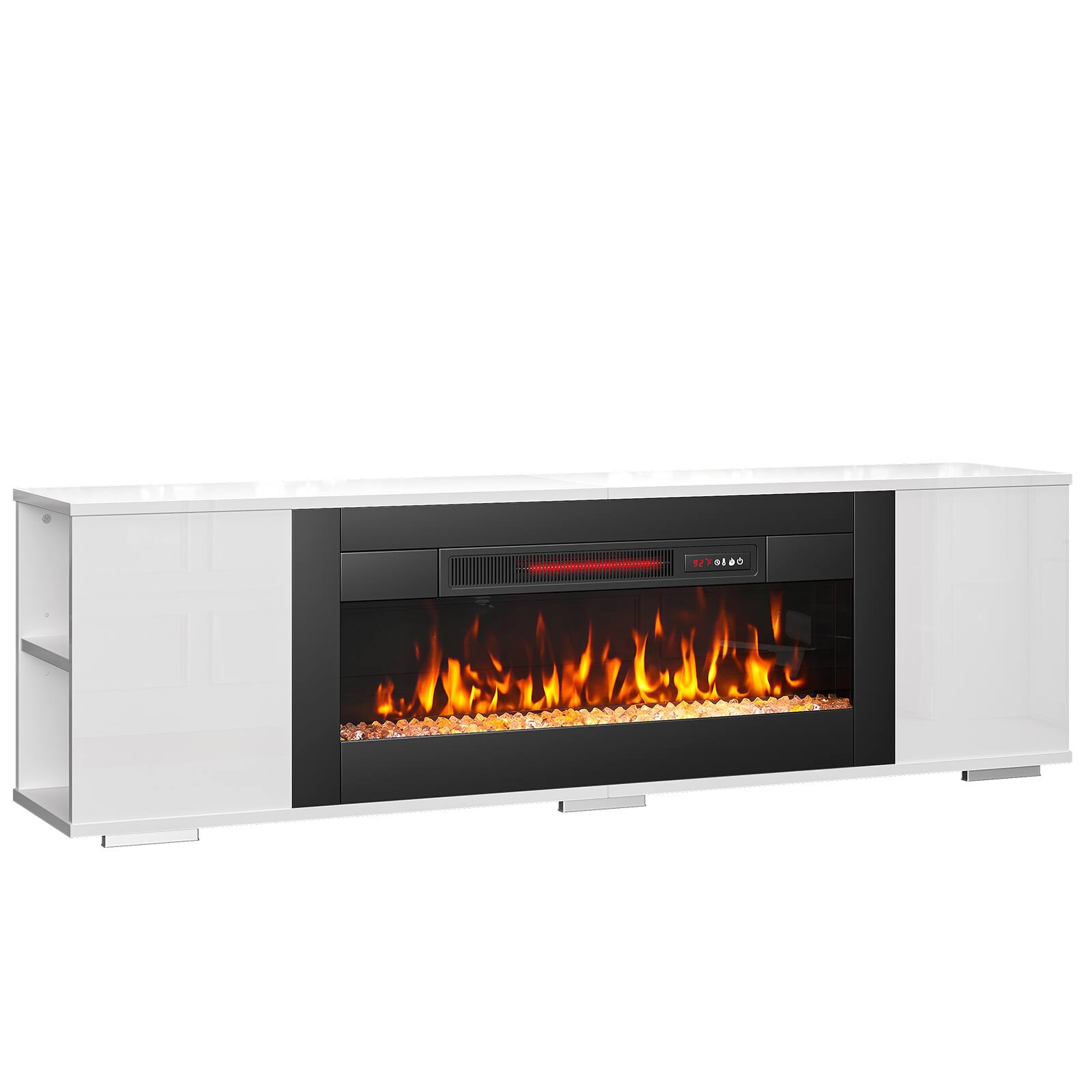 Alt View 5. Pinmoco - 70" Electric Fireplace TV Stand, 36" Fireplace Entertainment Center with Adjustable Shelves, TV Stand Fits up to 80" - White.