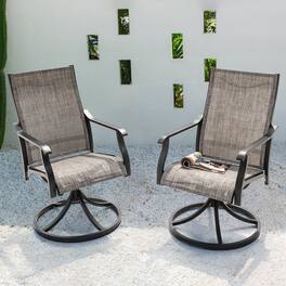 Nuu Garden - Patio 2-Piece Swivel Dining Chairs, Breathable Textilene and Aluminum Frame - Brown and Black