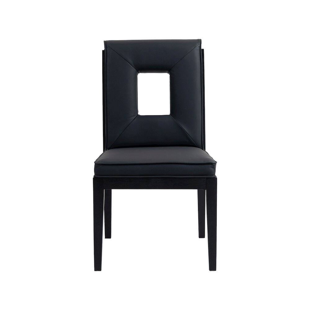Alt View 2. Meridian Furniture - Gwendolyn Black Vegan Leather Dining Side Chair, Set of 2 - Black.