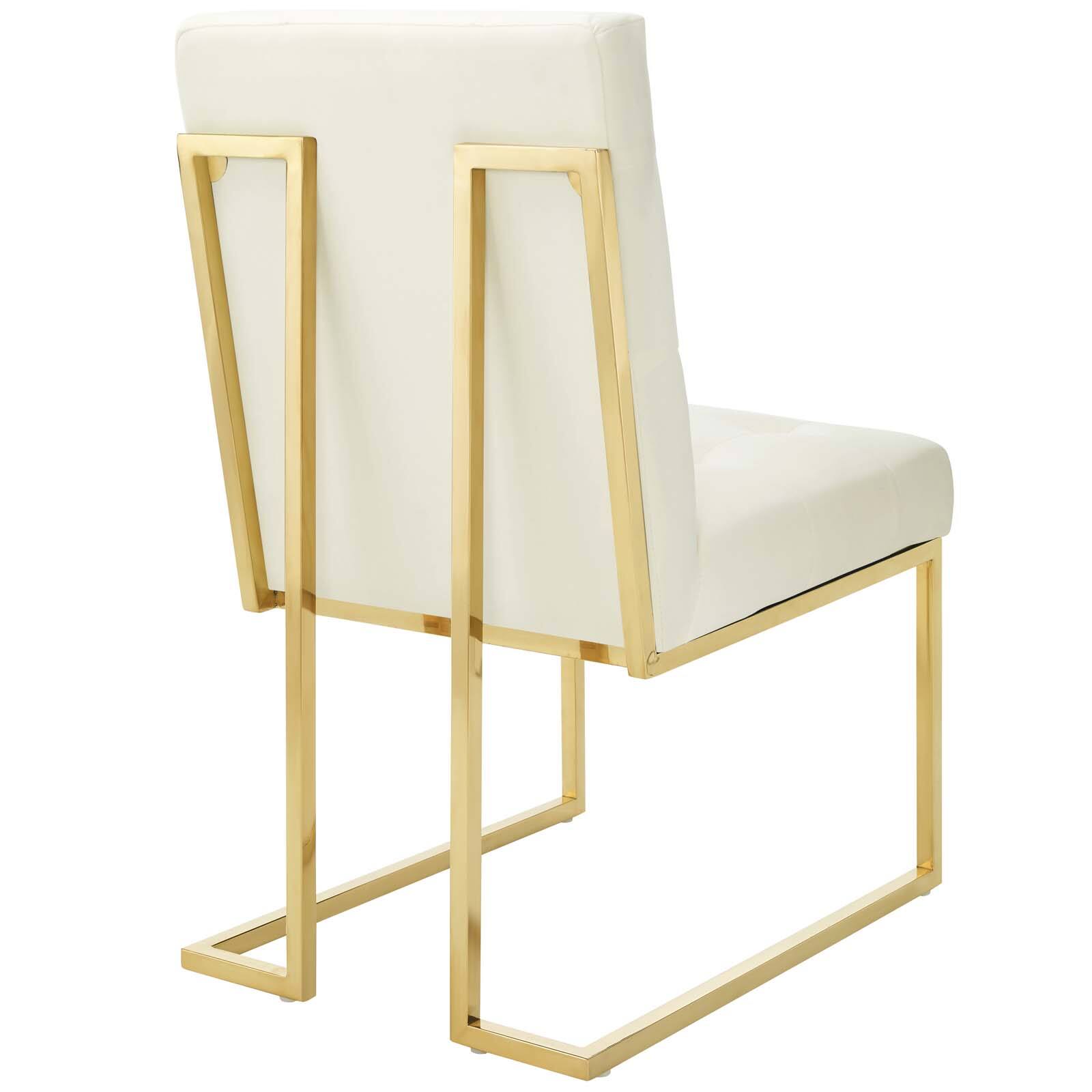 Alt View 1. Modway - Privy Gold Stainless Steel Performance Velvet Dining Chair by Modway - Gold Ivory.