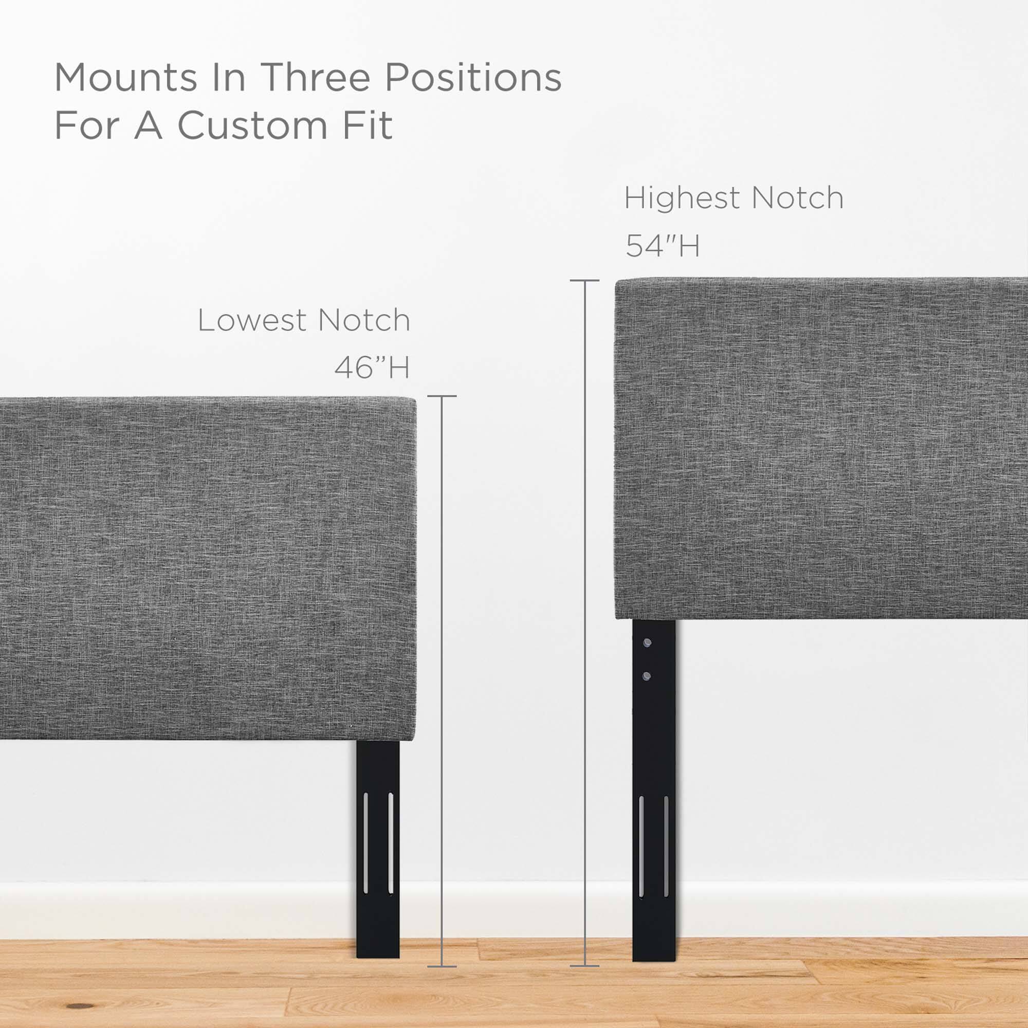 Mounts In Three Positions For A Custom Fit

Lowest Notch 46"H

Highest Notch 54"H