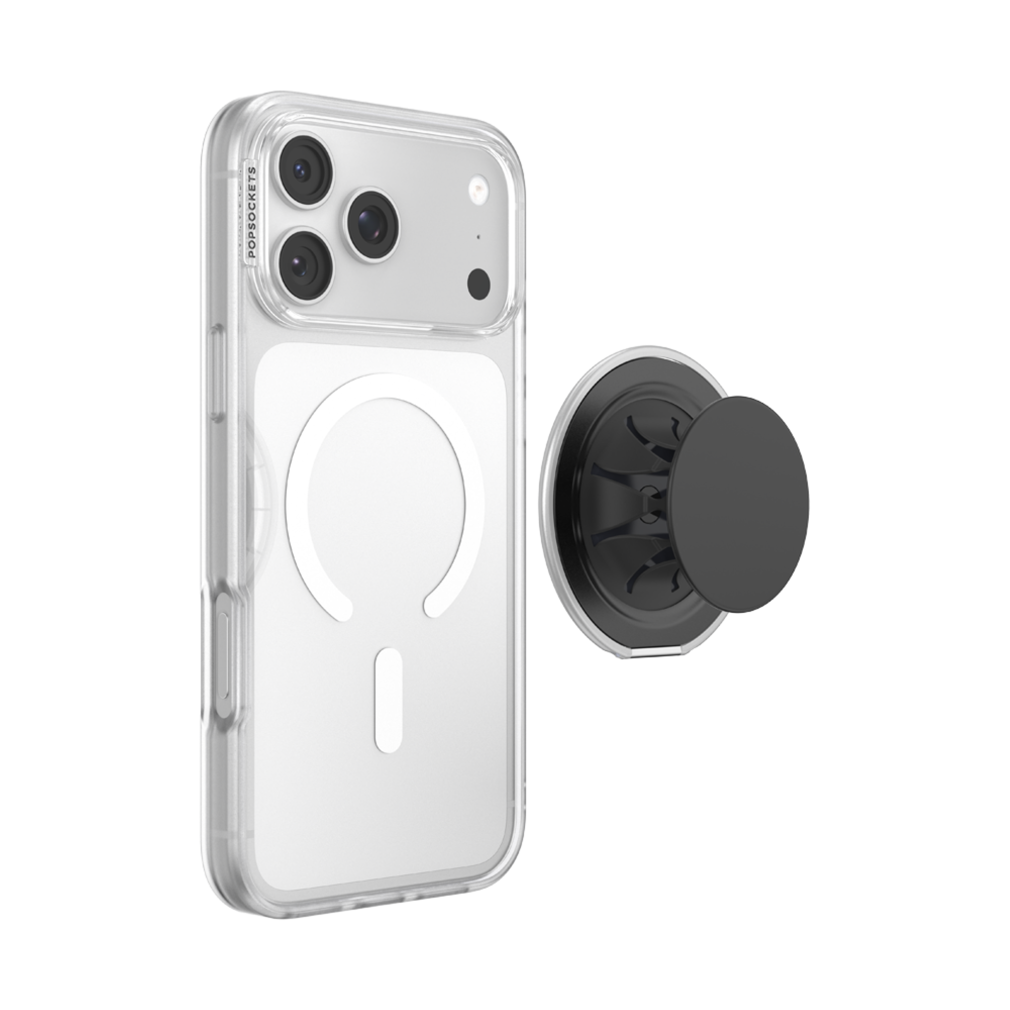Alt View 2. PopSockets - PopSockets Low-Pro Grip for MagSafe, Ultra-Thin Magnetic Phone Grip with Kick-Out Stand - Black - Black.