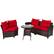 Left. Costway - 4PCS Outdoor Patio Rattan Furniture Set Cushioned Sofa Table - Dark Brown/Red.