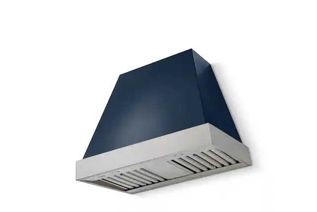 Front. AGA - AGA Euclid36 x 30 Hood 600 CFM_Indigo w. Brushed Nickel Trim - Indigo.