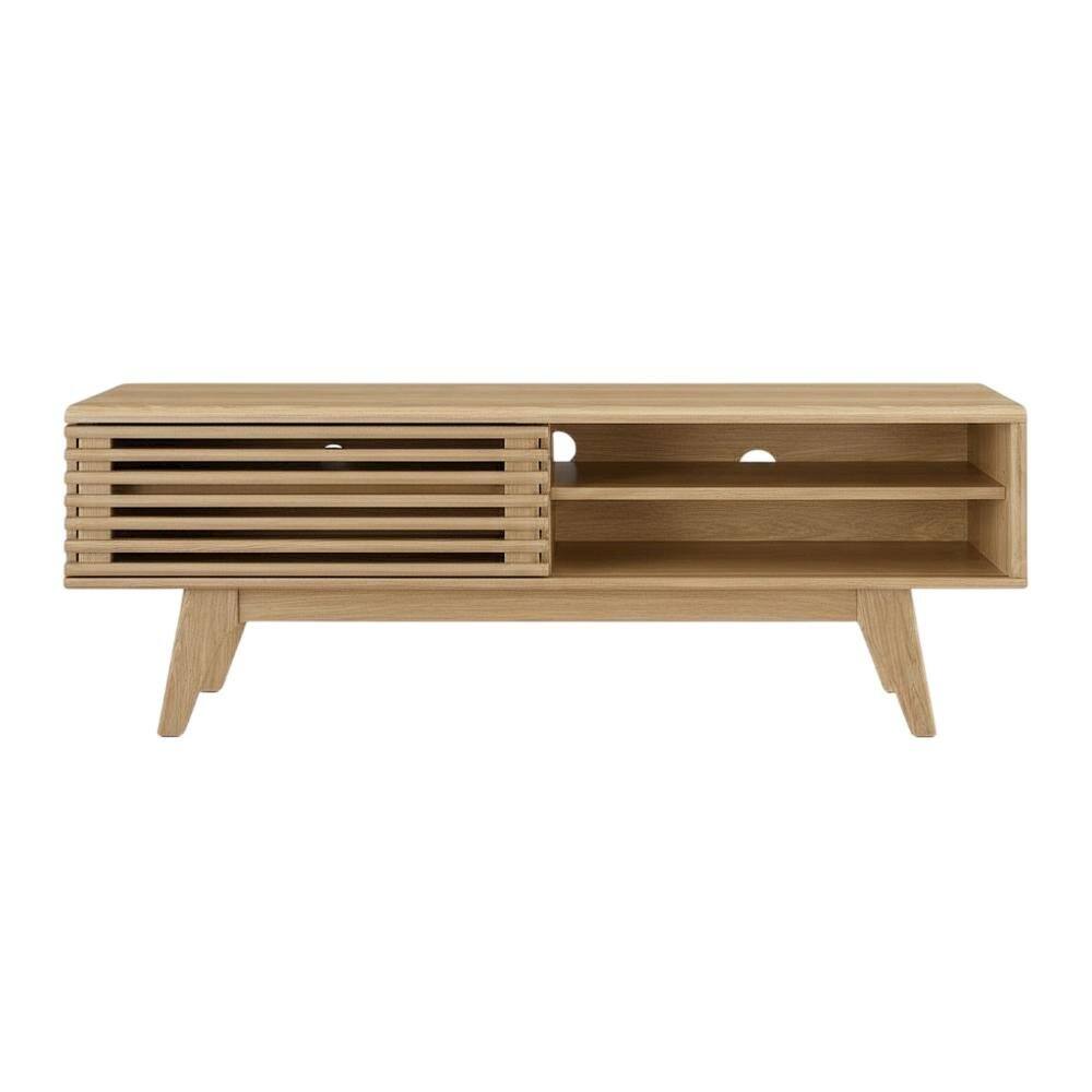 Back. FurniFact - Wooden Brown TV Stand with 48-Inch Width and Sleek Design - Brown.