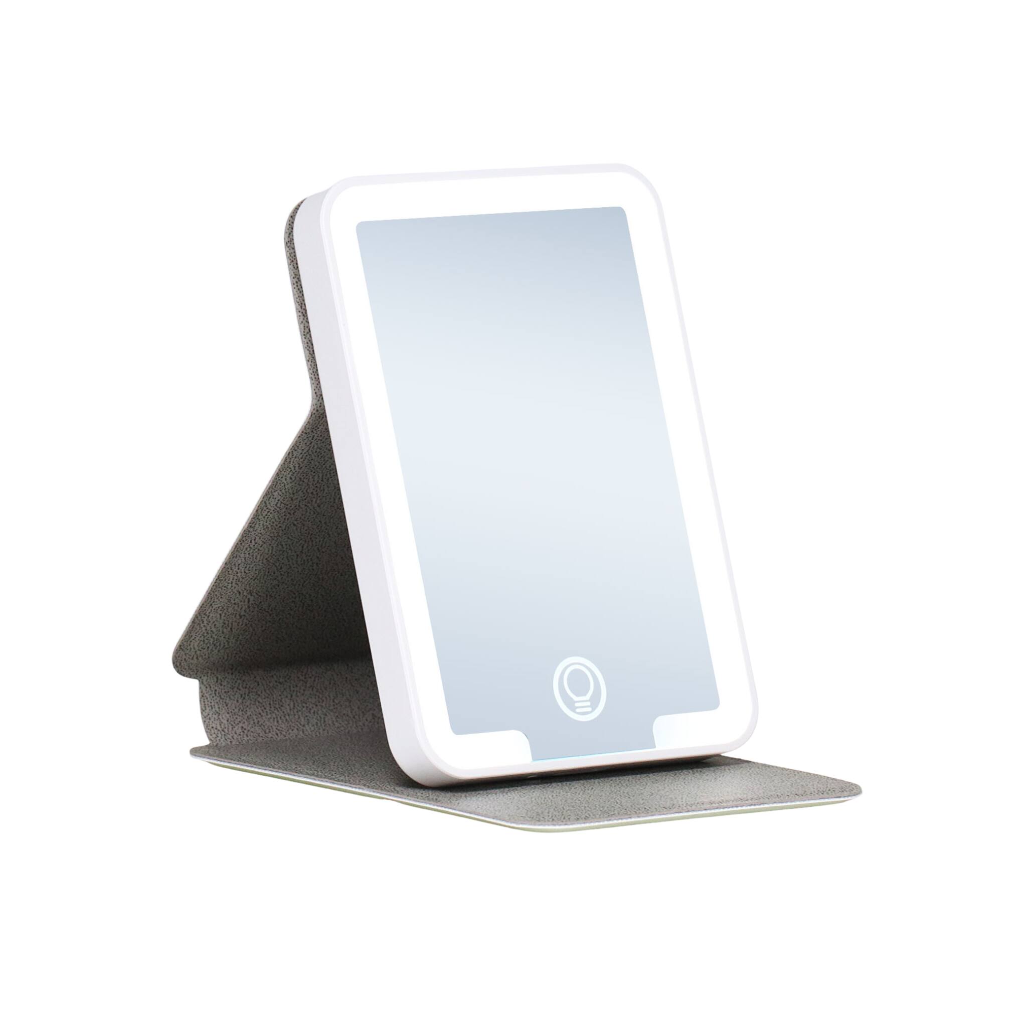 Angle. Impressions Vanity Co. - Stitch "Better Together" Folio LED Compact Mirror.